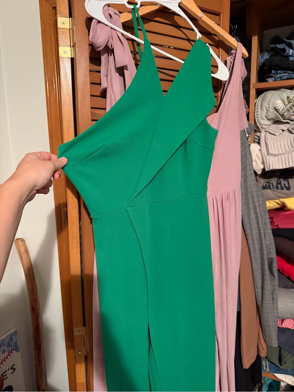 Fashion Nova Emerald One-Shoulder Jumpsuit